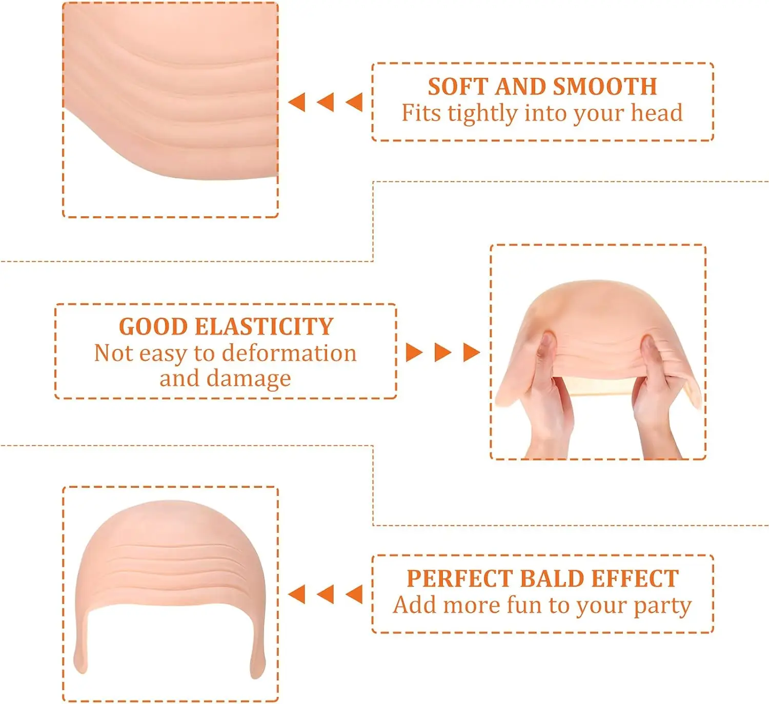 4-delig Latex Kaal Caps Hoofd Halloween Schedel Pruik Cap Dikke Kaal Cosplay Hoed Kostuum voor Kinderen Volwassenen