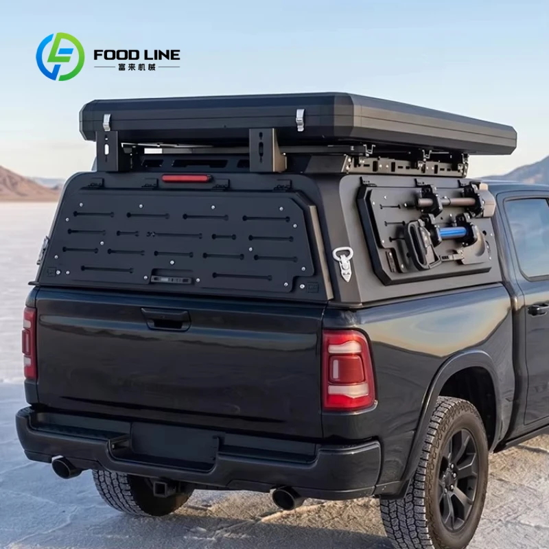 Customized Hard Aluminum Truck Camping Shell Folding Waterproof Lockable Tonneau Cover Roof Top Camping Tent Pickup Truck Camper