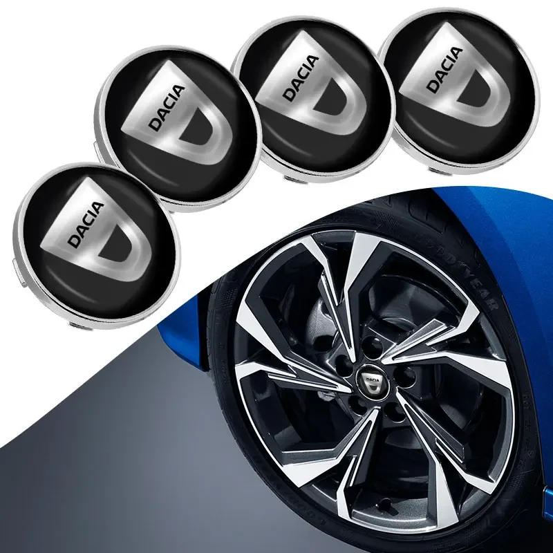 4pcs Car Wheel Stickers 56mm Auto Center Hub Cap Decal Fit Dacia Sandero Duster Jogger Spring Logan Bigster Lodgy Dokker Stepway