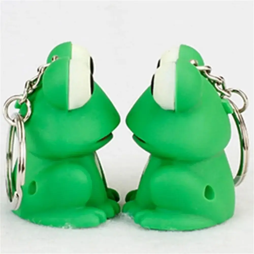 Lovely Animal Light Sound Keychains LED Light Cartoon Animal Green Frog Key Chains Keyrings Pendant Lighting Keychain Kids Toy