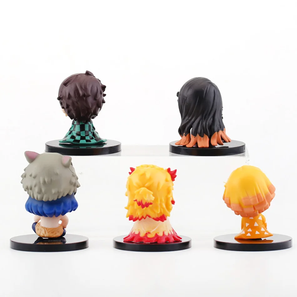 10 sztuk/zestaw Figurki Demon Slayer w wersji Q, siedzące, zabawki anime Kimetsu no Yaiba, Tanjiro, Nidouzi, Inosuke, figurki PVD, model lalki