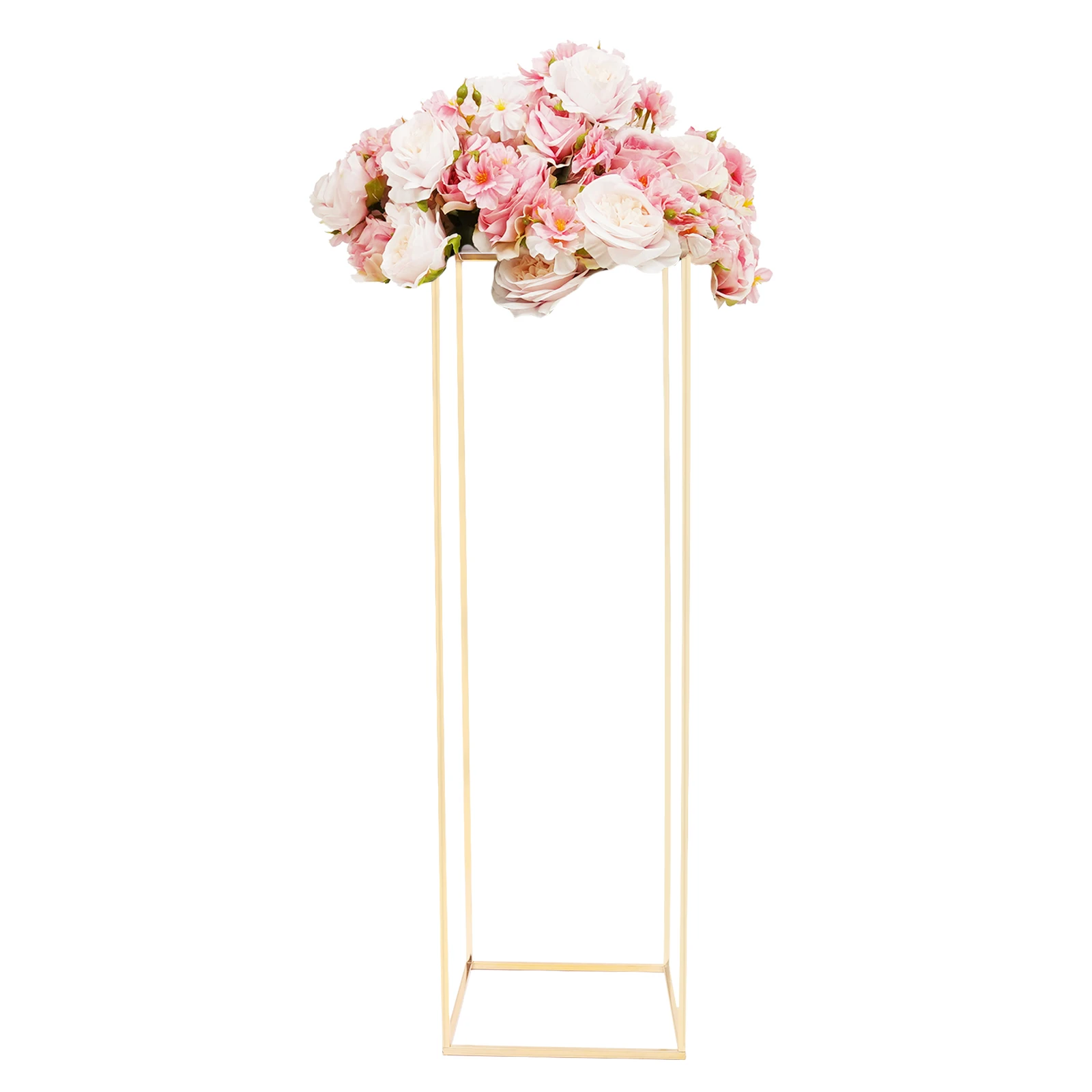 Metal Vases Table Decoration, Geometric Vase Flower Column Stand for Wedding Birthday Party Decoration 100cm High