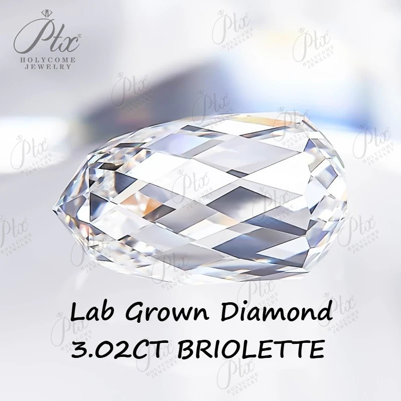 

3.02CT BRIOLETTE shape Lab Grown Diamond HPHT CVD IGI Certificate F Color VS1 Clarity Diamond Gems For Jewelry Making Top charms