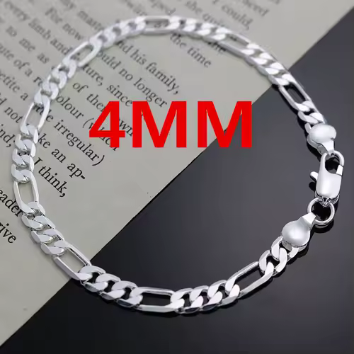 Noble new arrive 925 sterling silver 4MM chain for men Women Bracelet Necklace jewelry set lady Christma gifts charms wedding - Image 4
