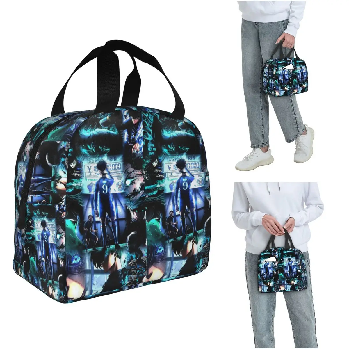 

Футбольная термосумка для обедов Rin Itoshi Blue Lock для женщин и детей, портативная термосумка для еды, термосумка-тоут