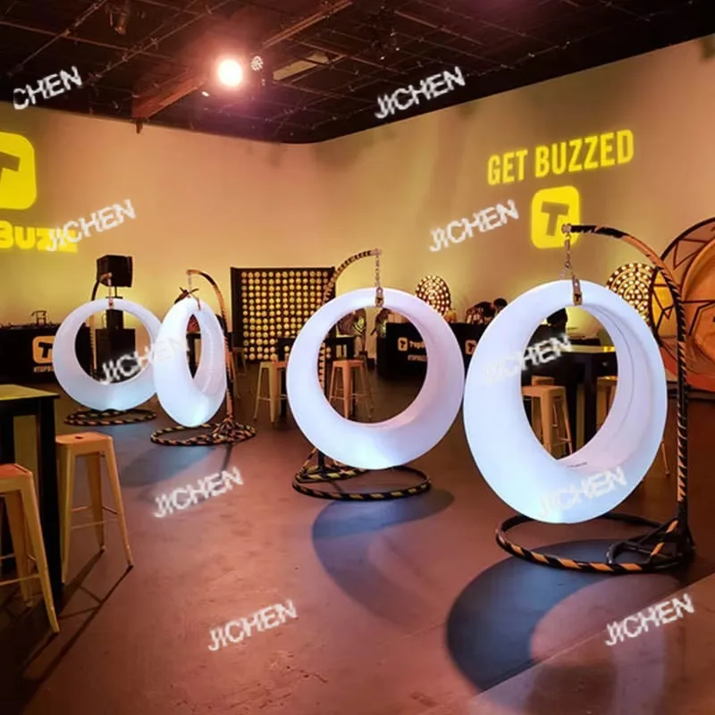 

Modern Light Emitting Diode Lighting Plastic Swing Chair Courtyard Garden Courtyard Hotel Bench Home Modern Style Hanging Swing