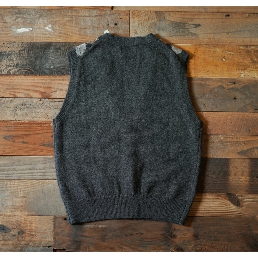 Men's Wool Vest Diamond Regular Fit IVY British Style Sleeveless Sweater Vintage Stylish Cardigan Winter Autumn