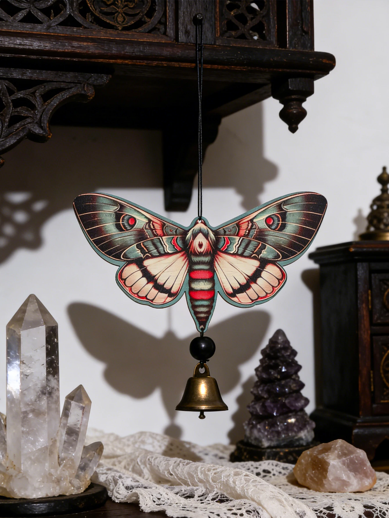 Luna traça vento carrilhão vintage sino pendurado decoração místico inseto ornamento para casa jardim boho bruxa estética decoração do quarto presentes