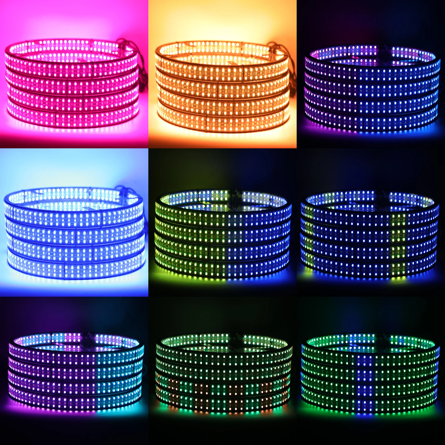App Control Car Accessories 6 Rows 15.5 17 Inch RGB RGBW Wheel Ring Light Kit LED with Turn Signal Brake Light for Truck