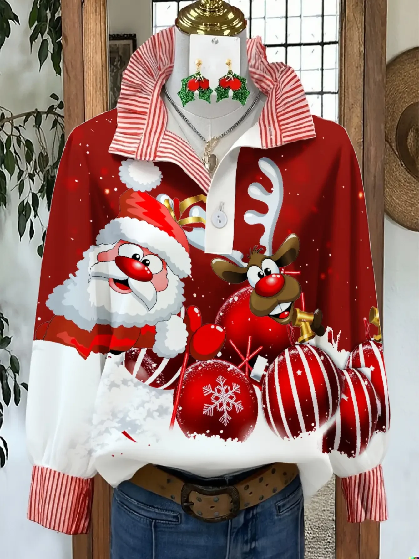 2026 Women's Spring and Autumn Winter Collection Women's Stand up Collar Long Sleeve Shirt,  Christmas Gift