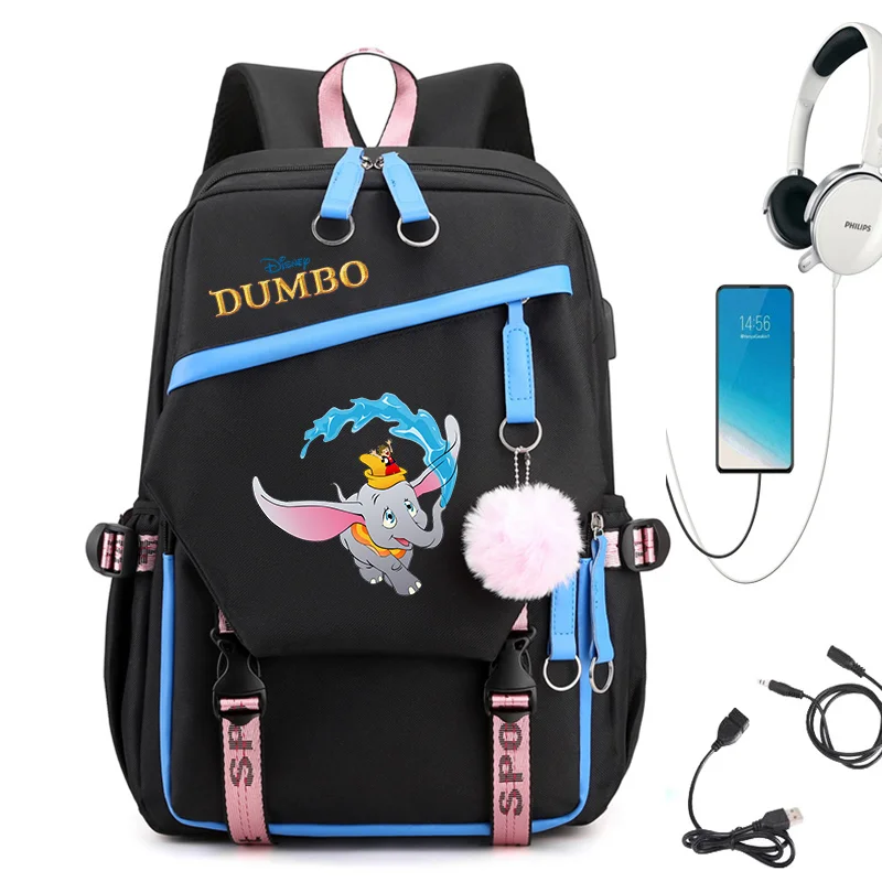 

MINISO Dumbo USB Charging Schoolbag Male and Female Student Backpack Anime Cartoon School Bag Mochila