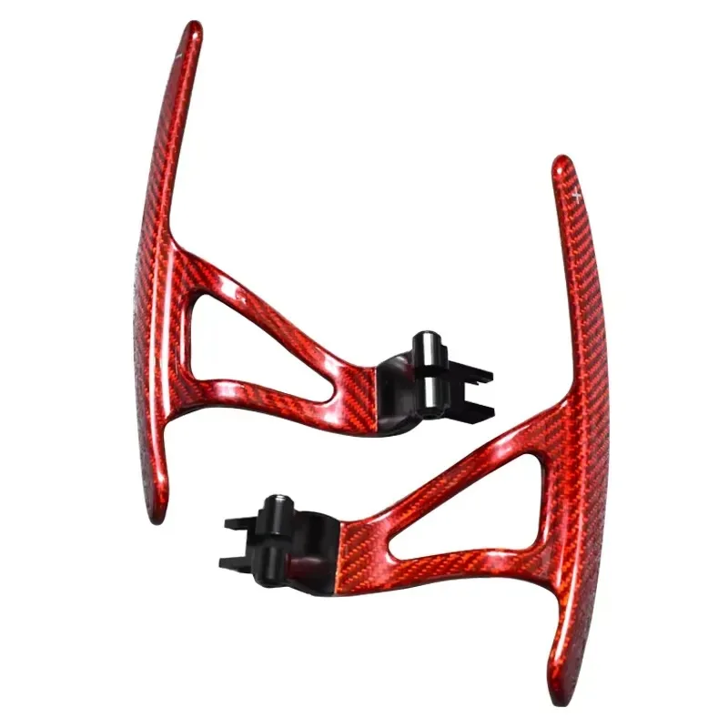 Red Carbon Fiber Shift Paddles Steering Wheel Paddle Shifter Extension Replacement for Nissan GTR R35 2008-