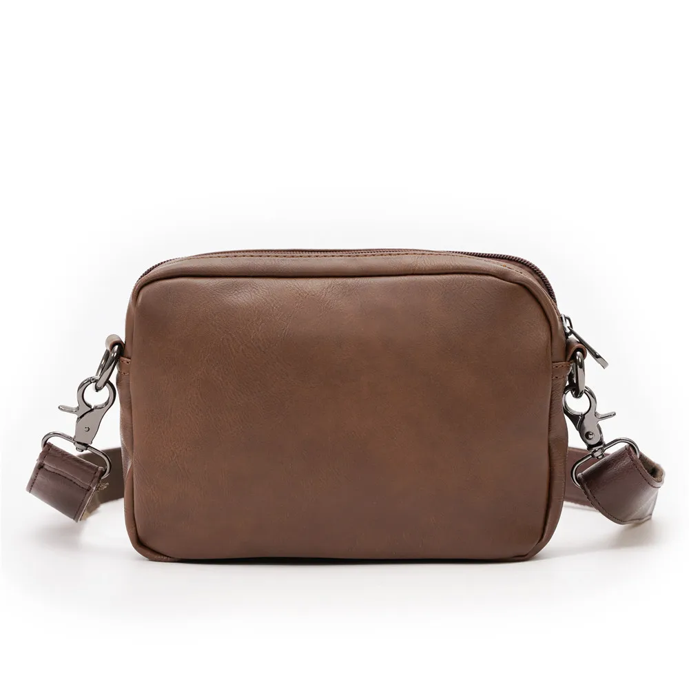 Vintage Flap Crossbody Bag Herren Umhängetaschen aus weichem PU-Leder Herrenmode Quadratische Umhängetasche Messenger Bag Flap Zipper Satchels – Detail 15