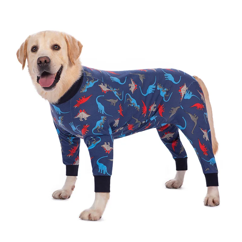 Dinosaur Print Pajamas For Dogs Cotton Jumpsuit Dog Female Dog Clothes For Large Dogs Girl Boy Overalls For Dogs Pet Products