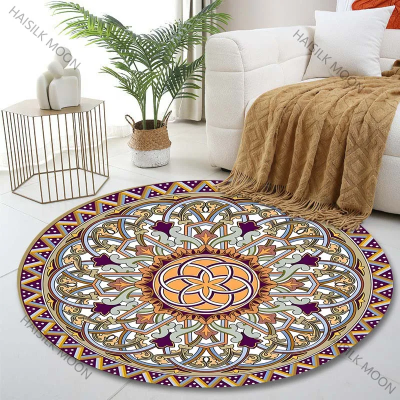 1PC Indigenous mandala style Print Round Carpet for Living Room Bedroom Sofa Table Floor Mat Area Rug Luxury Gift