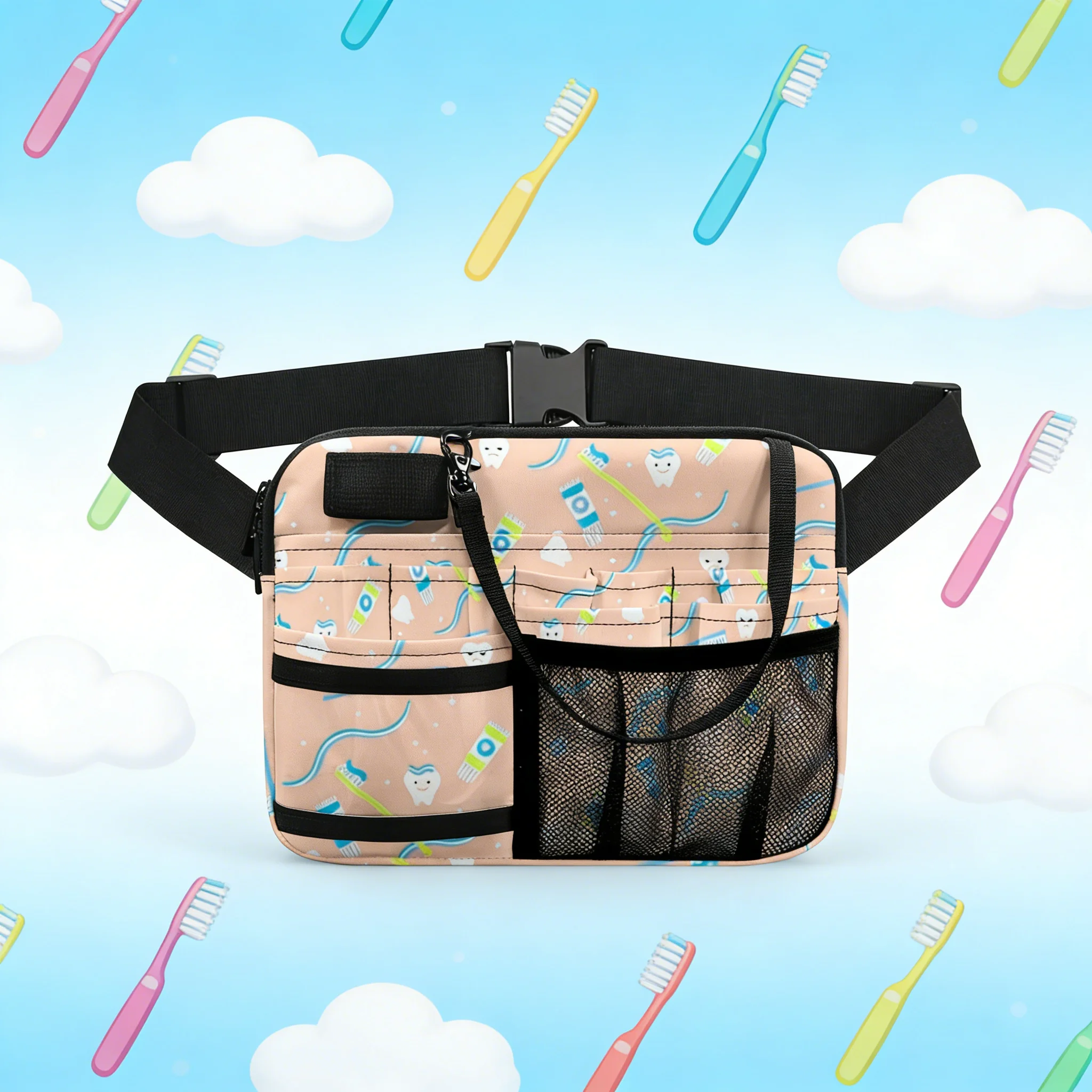 

Lovely Nurse Print Waist Bag, Medical Themed Organizer Pouch, Durable Fanny Pack for Nursing Students