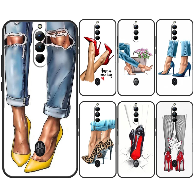 Fashion High Heels Case For ZTE Nubia Red Magic 8 8S 9 Pro Plus Red Magic 6 7 6S 7S Pro 5G 5S 6R Back Cover