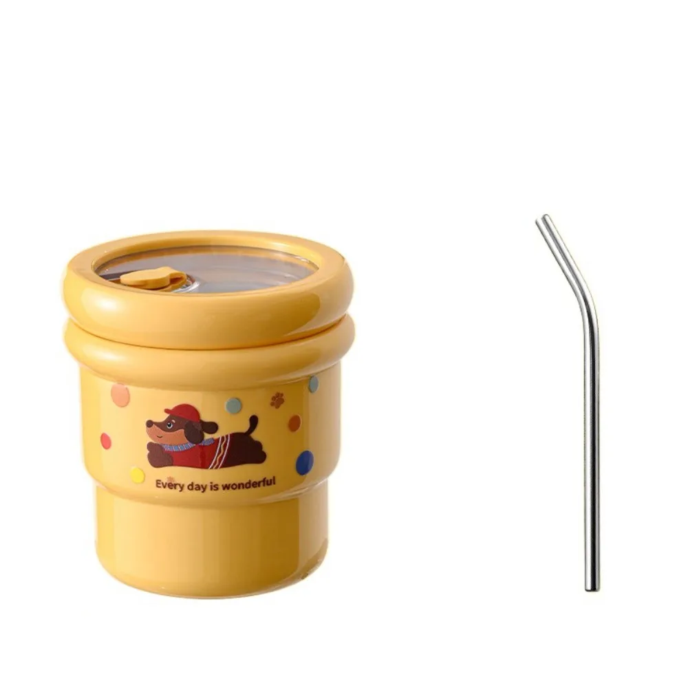 

Cute Leakproof Stainless Steel Mug Insulated Cartoon Coffee Travel Mug with Straw Dopamine Style Cup Coffee Drinking