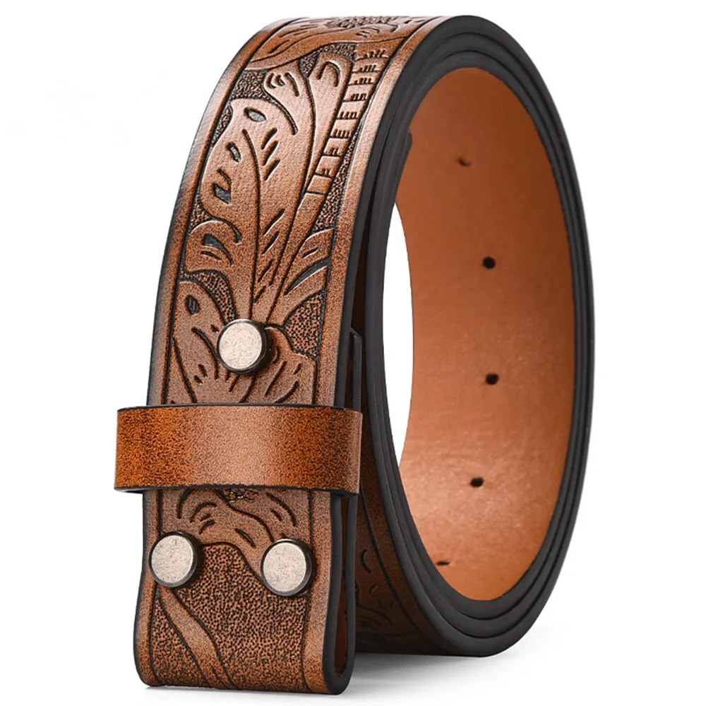 3.8cm Belts Without Buckle PU Leather Belt Body No Buckle Strap for Smooth Buckle Belt High Quality Male Belts