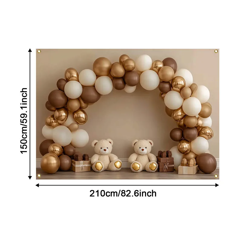 LS Photography Background Arch Balloon Little Bear Gift Decor Birthday Cake Smash Adult Kids Portrait Photo Backdrop Studio