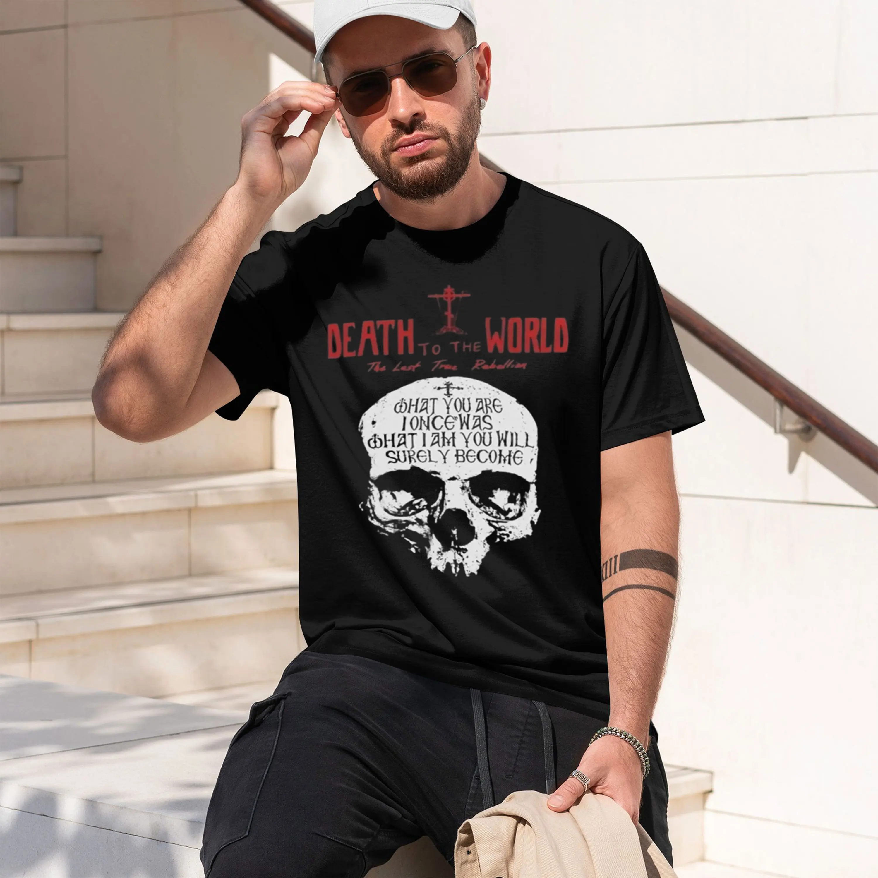 Vintage Russian Orthox Saying Inscriptions Skull T-Shirts Men O Ne T Shirt Death to World Tee Plus Size Clothing 2026 New Model