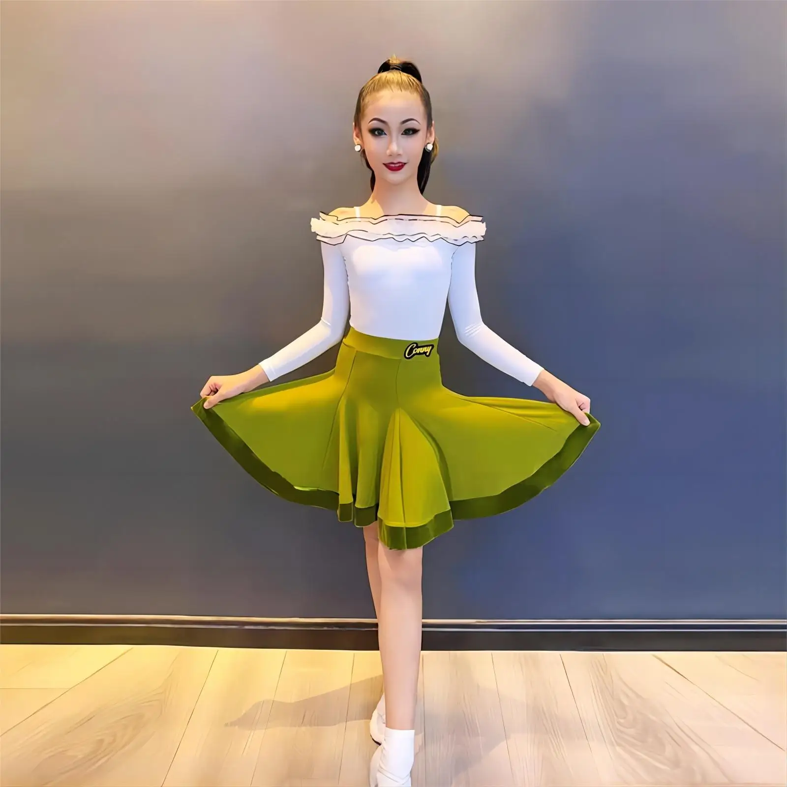 op maat gemaakte vrouwen volwassen meisjes Latin danskostuum training concurrentie speciale prestaties set franje rok faldas sexy jurk