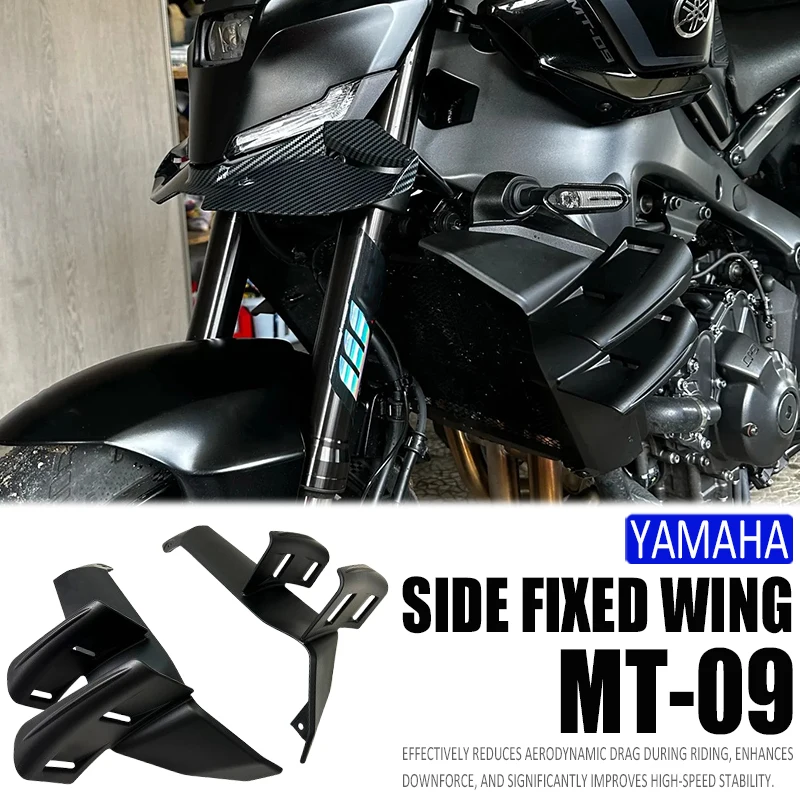 

Motorcycle Aerodynamic Front Spoiler Side Fairing ABS Side Wing For Yamaha mt 09 MT-09 SP Side spoiler Fixed Side Wing 2024-2025