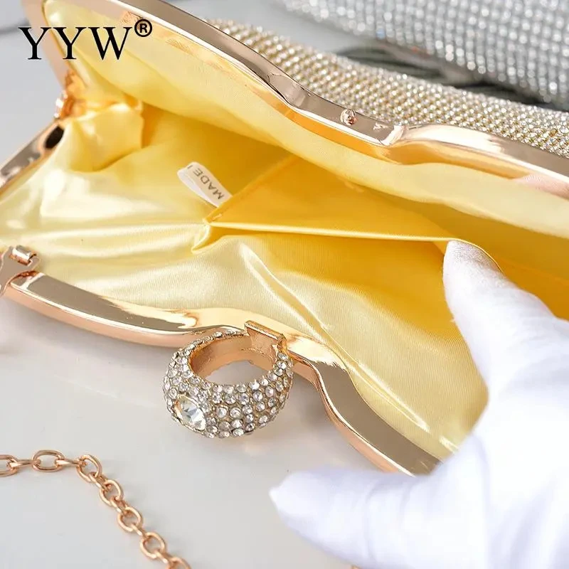 Women Evening Clutch Handbag Diamond Ring Clutches Shoulder Messenger Bags Bridal Wedding Purse Party Banquet Gold Bolsas Mujer
