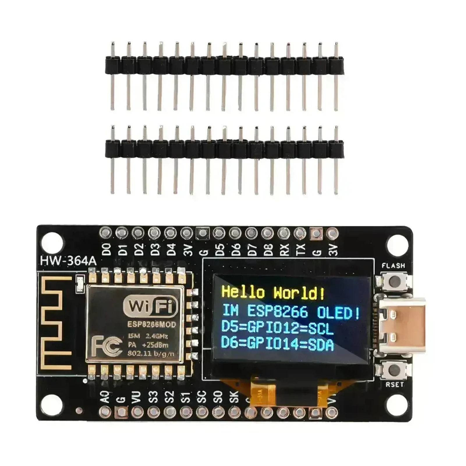 Black NODEMCU96 Inch OLEDwifi Module Compatible With ESP8266 Chip And 4MB Flash Memory