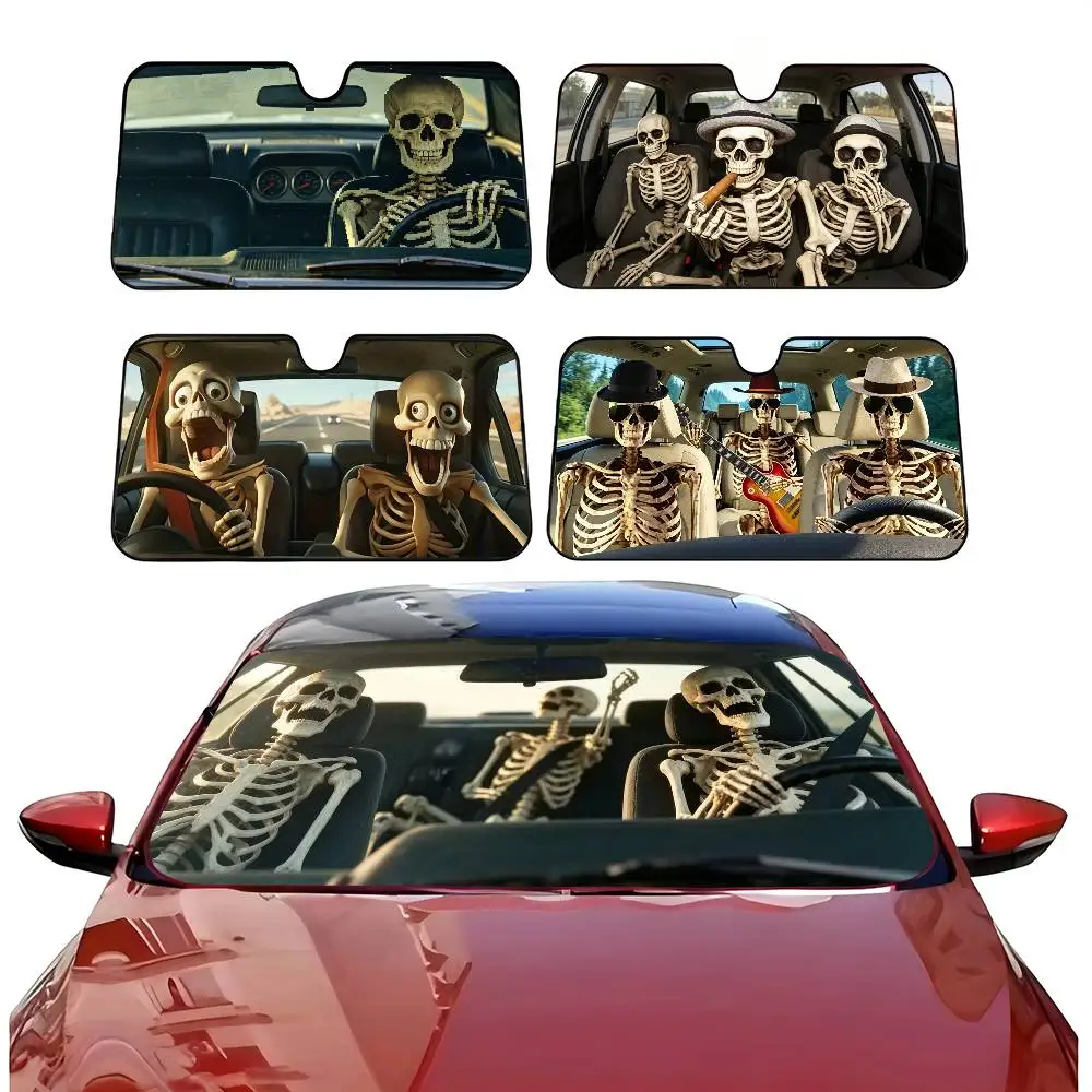 

Funny Cool Gentle Skull Driver Car Solar Protection Heated Windshield Sunshade Car Cover Sun Shade Auto Sun Visor Car-covers