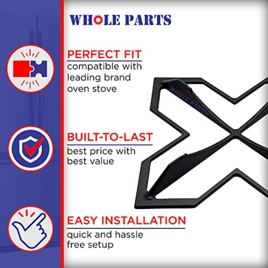Whole Parts Range Burner Grate Part# WB31K10252 - Replacement and Compatible with Some GE Ranges - 2 Yr Warranty