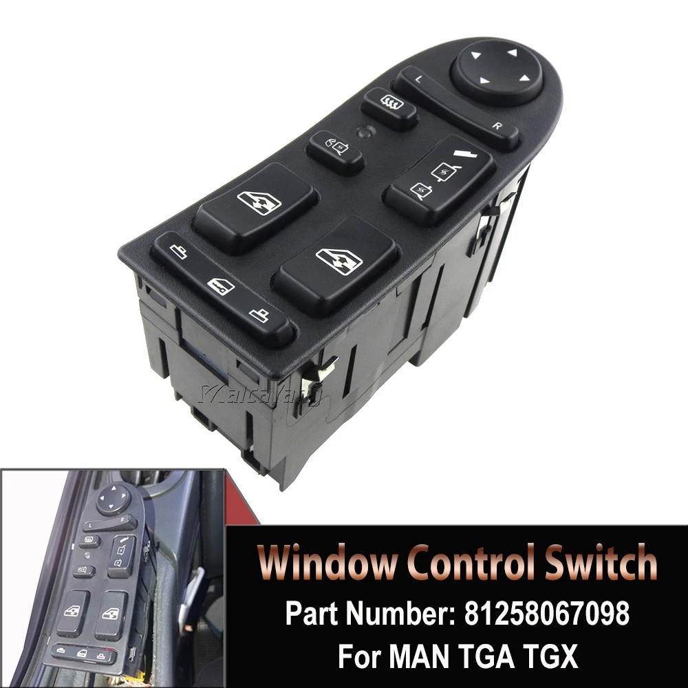 81258067045 Front Left Driving Power Window Lifter Control Switch 901104002 For MAN TGA TGX 81258067098 81258067017 901-104-002