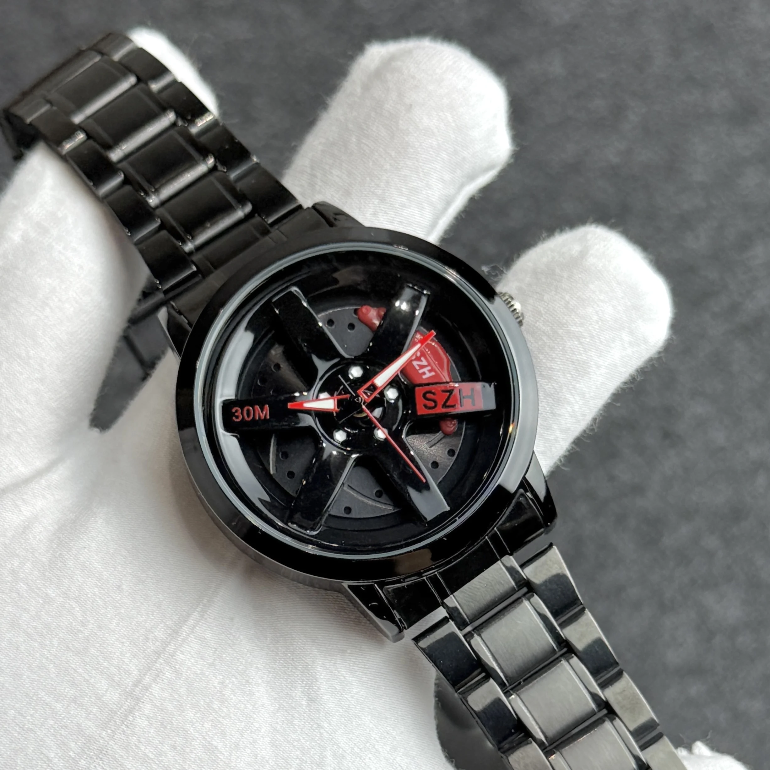 Men's Stainless Steel Alloy Watch Wheel Hub Dial Rotating Watch Top Luxury Men's Quartz Watch