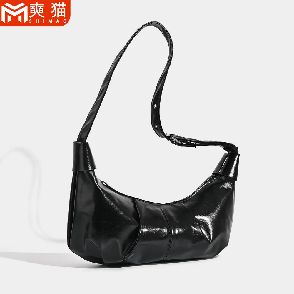 

Retro Pleated Dumpling Bag For Men Women Students Commuting Large Capacity One-Shoulder Cross-Body Bag Lazy Style Crescent Bag
