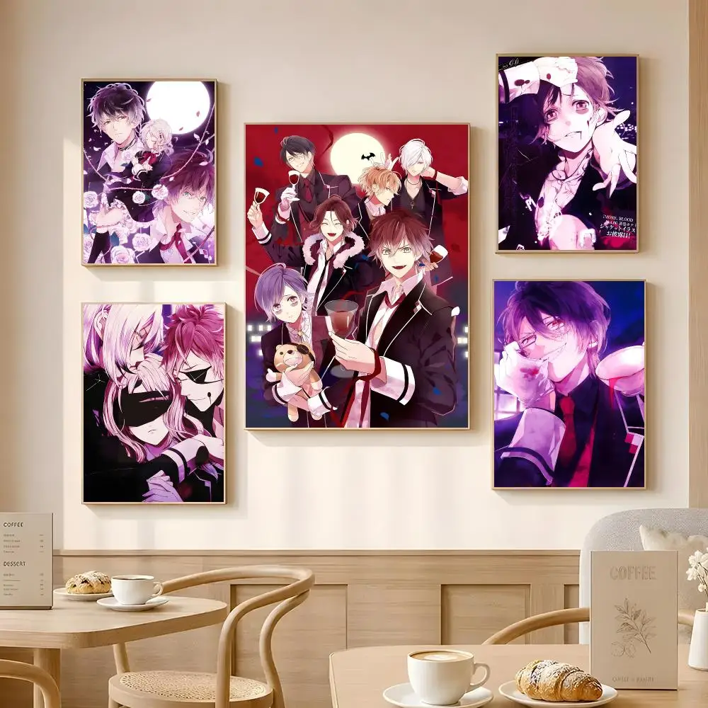 Anime Diabolik Lovers Poster Poster Self-adhesive Art Waterproof Paper Sticker Coffee House Bar Room Wall Decor