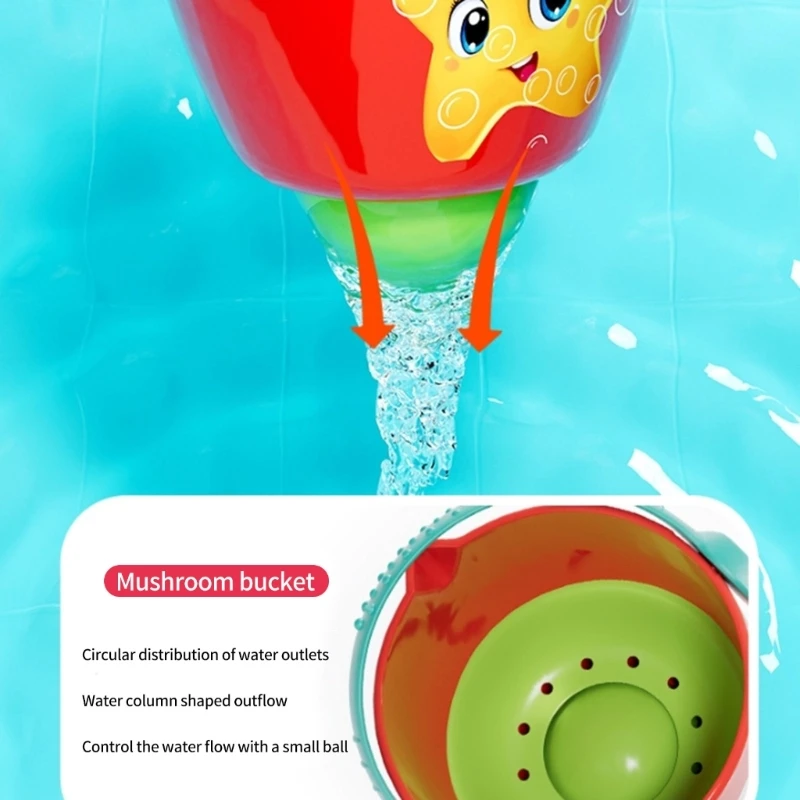 Y4QA Baby Bath Toy Rotating Water Sprayer Bucket Toy Safe Cartoon Sprinkler for Kids