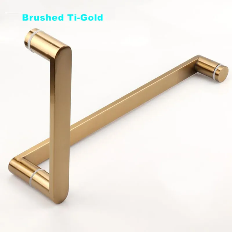 304 stainless steel bathroom glass door handle bathroom sliding door handle square tube L-shaped three hole 225 * 425(H-300)