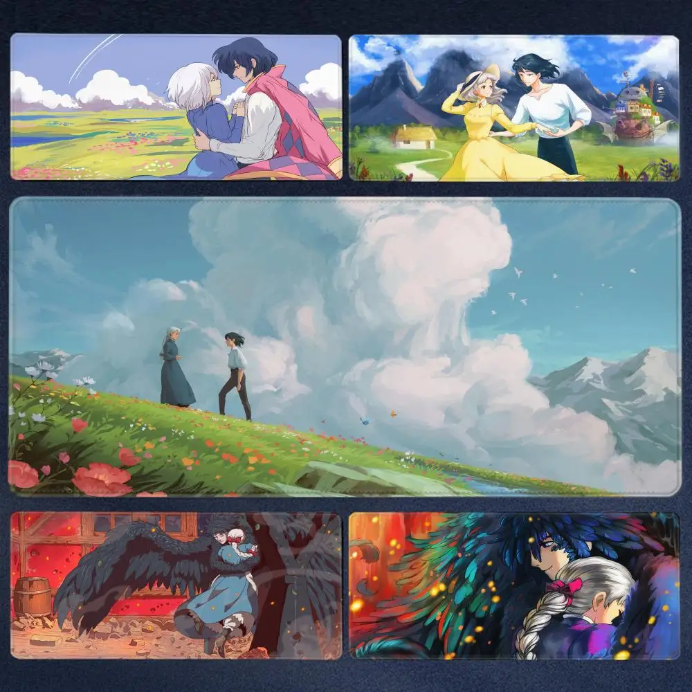 

Anime Howl And Sophie Mouse Pad Desk Mouse Pad Cute HD Desk Pad Extended Gaming Keyboard Mats Large XXL Gamer Mousepad 90x40