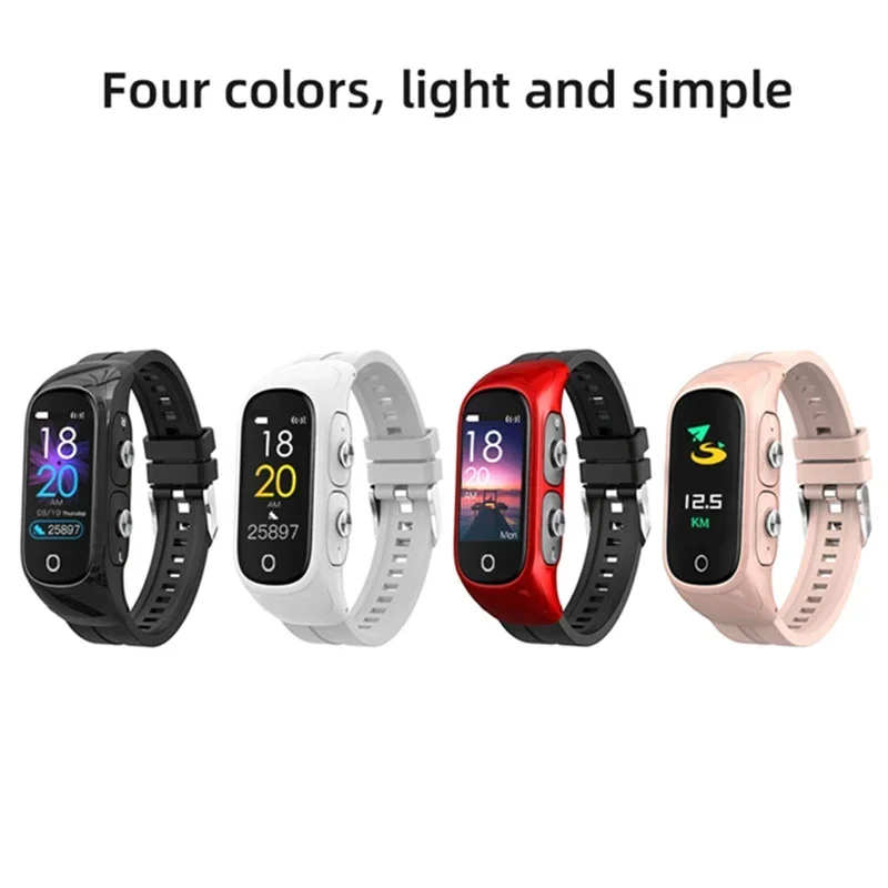 N8หูฟังไร้สายบลูทูธSmart WatchสุขภาพTracker Pedometerสร้อยข้อมือฟิตเนสสมาร์ทสายรัดข้อมือTWSชุดหูฟังบลูทูธ