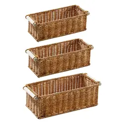 Imitation Rattan Storage Basket Multipurpose for Bar Coffee Table Bathroom