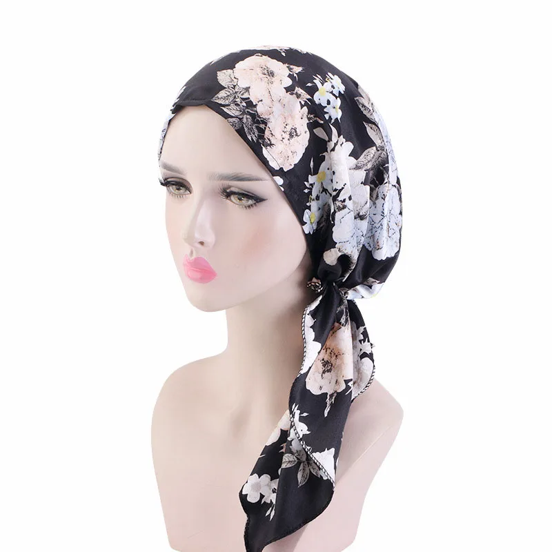 Gorros de Hijab con estampado para Mujer, Turbante musulmán, bufanda para la cabeza, gorro, bufanda, Turbante, 2024