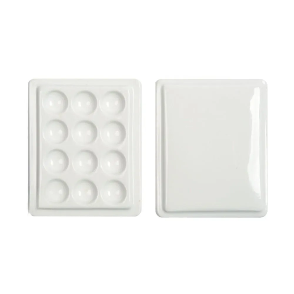 12 Grid Watercolor Paint Palette Moisturizing Ceramic Grid Palette White Porcelain Handmade Nail Paint Art Palette Nail Salon