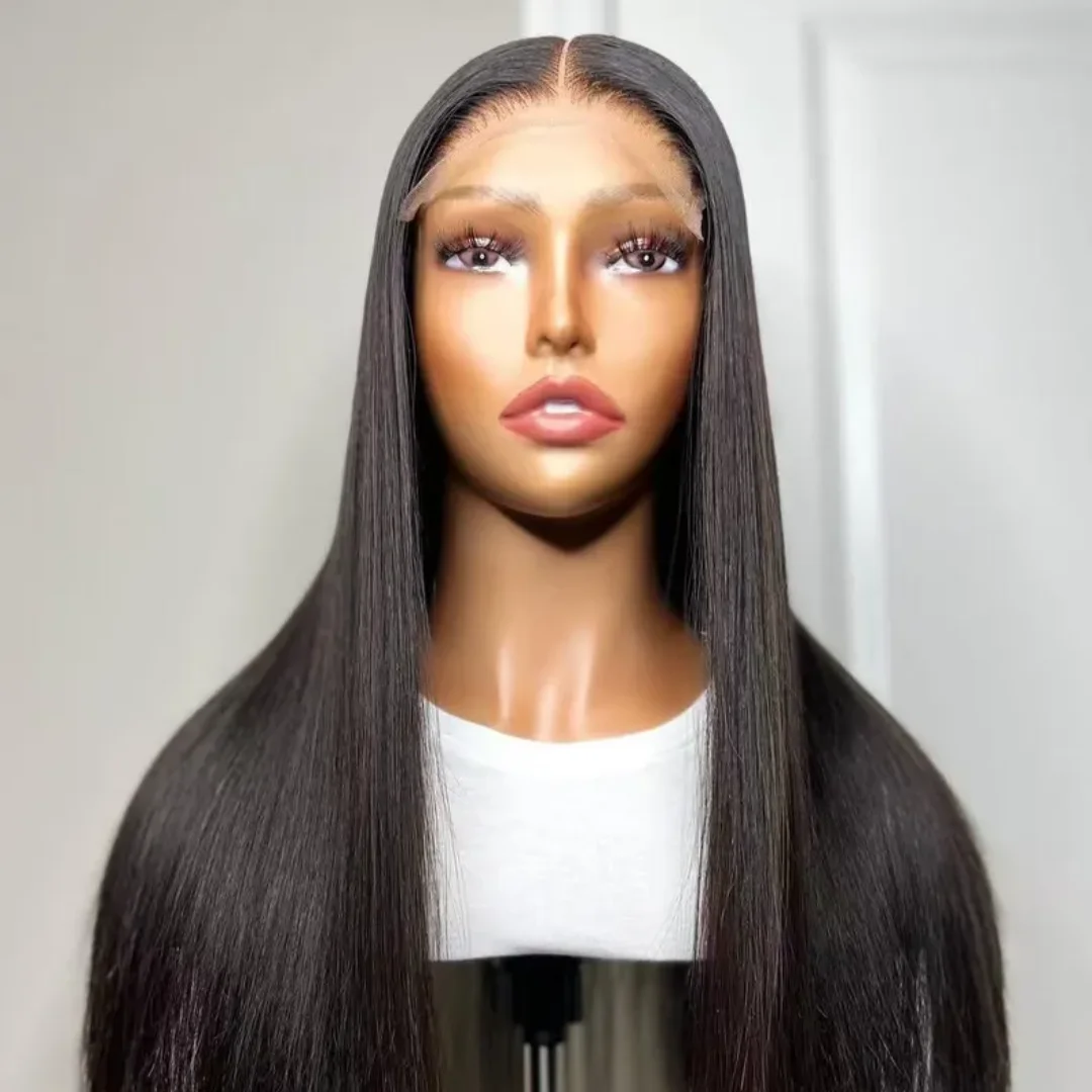 180 Density Black Straight 26 Inch Long 5x5 Silk Base Jewish Human Hair with Baby Hair HD Lace European Style Glueless Preplucke
