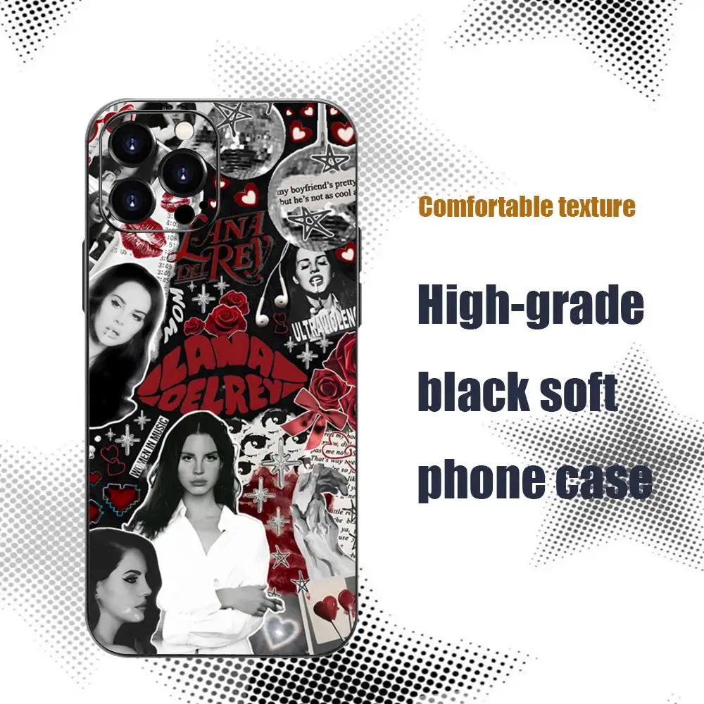Lana Del R-Rey Popular Singer Phone Case For iPhone 17 16 15 14 13 12 X XR XS 8 Plus Mini Pro Max Soft black Shockproof Cover