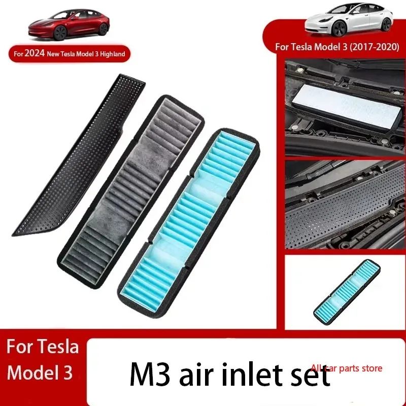 Air Intake Filter For TESLA Model 3 2017-2020 24 Grille Cover Inlet Vent Trim Internal External Air Flow Protection Accessories