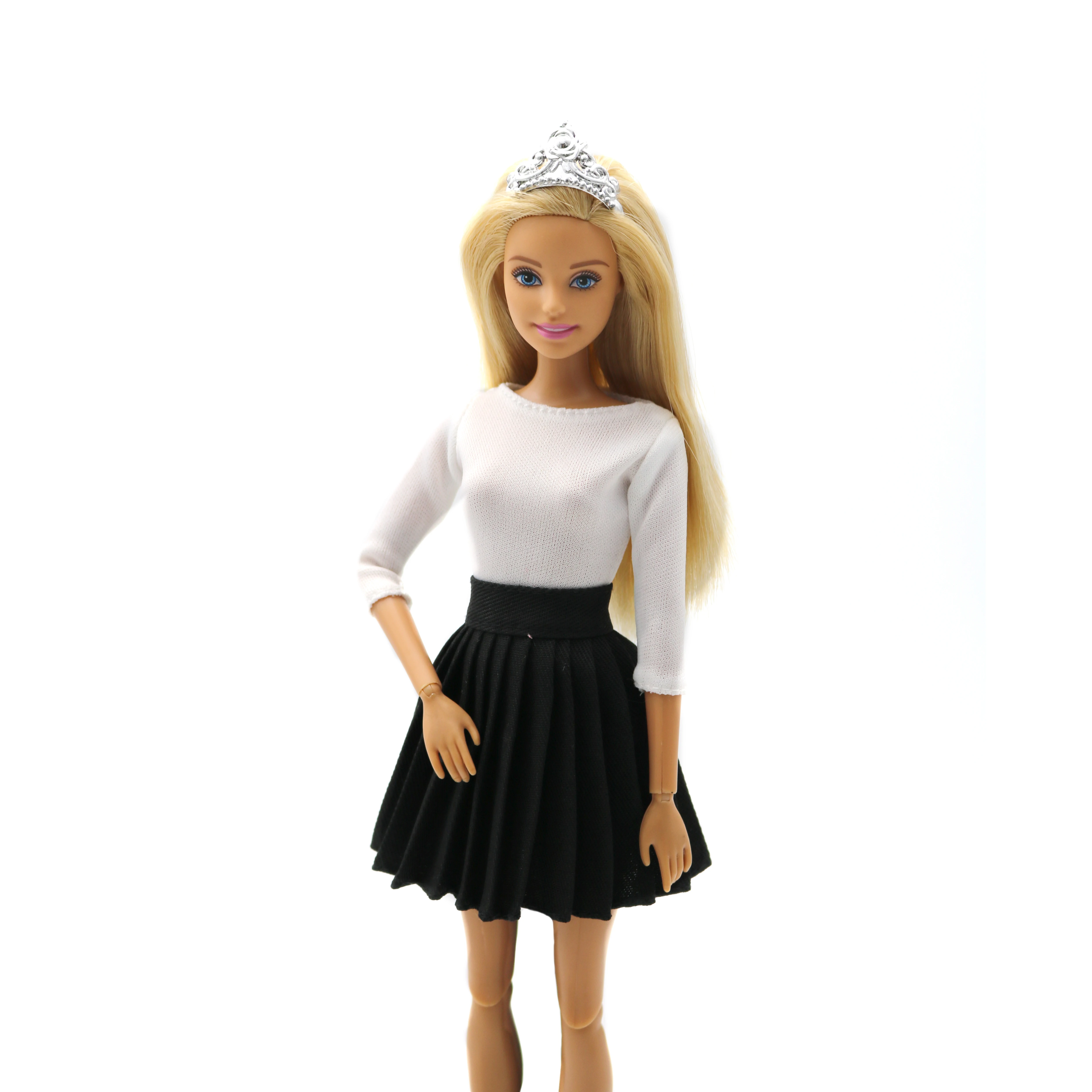 New 30cm 1/6  pleated skirt Tshirt set  Daily Wear Accessories Clothes for Barbies doll