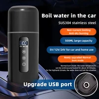 Bouilloire Électrique Portable 12V 24V pour Voiture, Tasse Chauffante 500 ml, Voyage, Chauffage Intelligent, Isolation en Acier Inoxydable, Affichage OLED 5