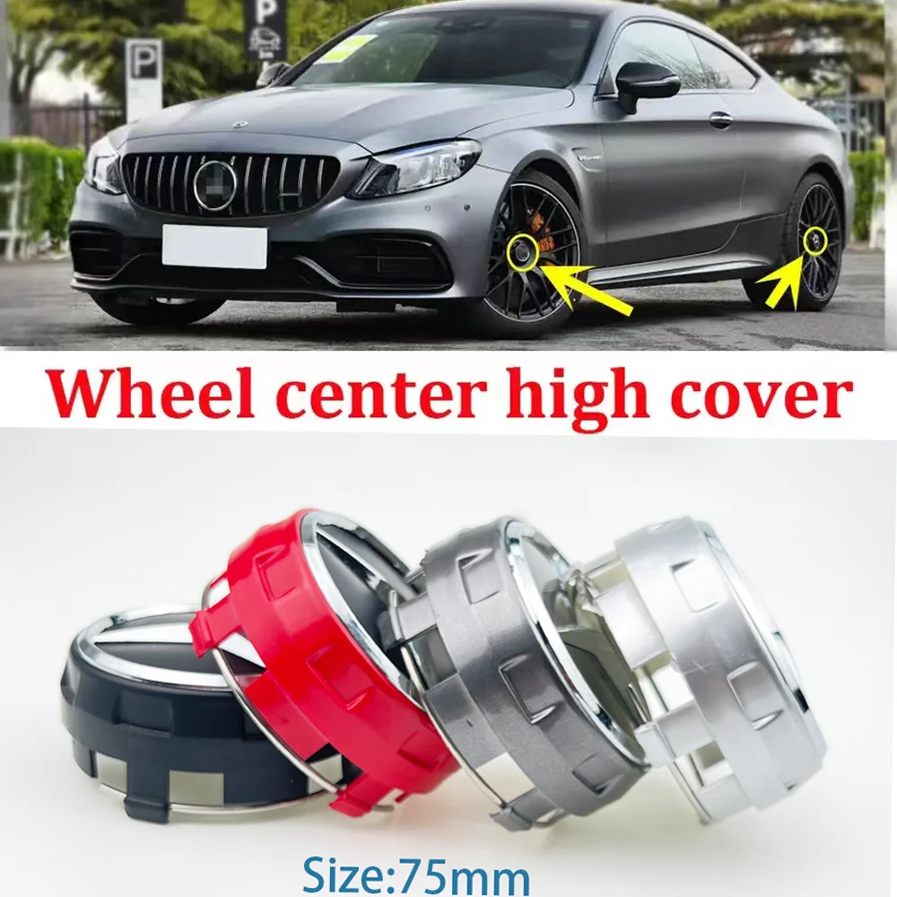 4PCS 75mm Black Car Wheel Center Hub Caps Cover For Mercedes Benz AMG A0004000900 Auto Styling Modified Accessories