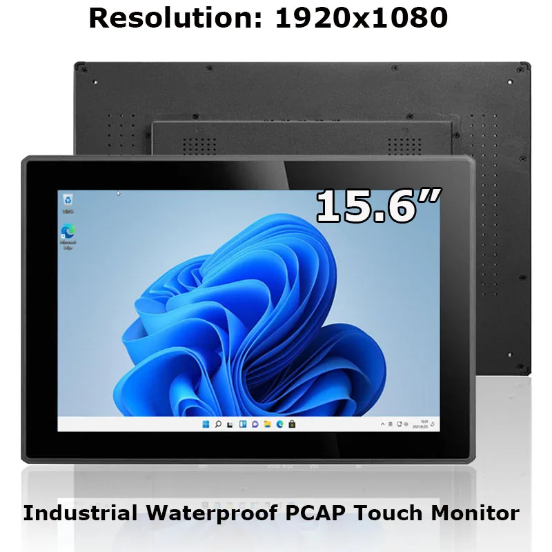 1080P 15.6 Inch 1920*1080 Multi Points Touch PCAP Industrial Capacitive Touch Screen Monitor With VGA HDMI USB Interface