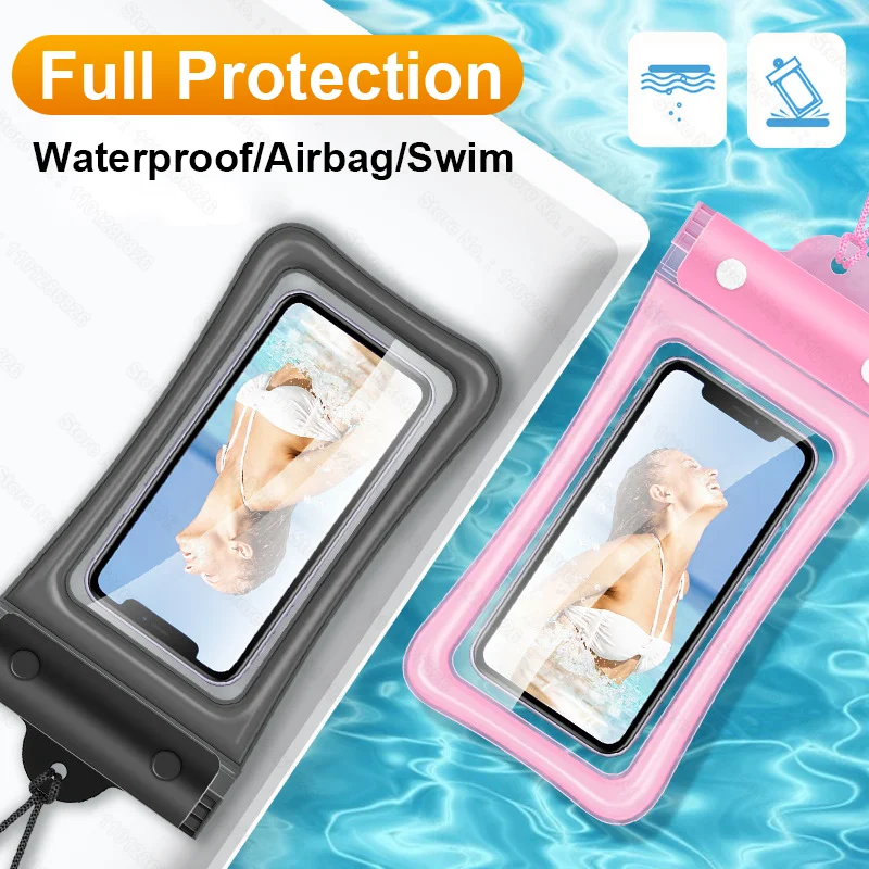 Mobile Phone Transparent Dry Swimming Waterproof Bag For iPhone 15 14 Pro Max Samsung Xiaomi Floating Airbag Water Proof Pouch